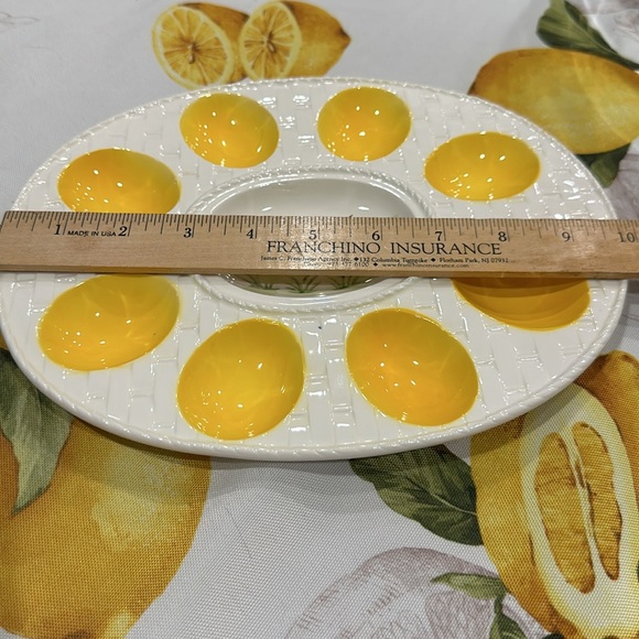 Vintage Easter deviled eggs dish, spring chick theme with eight egg sections - Picture 12 of 13